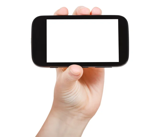Genggam tangan genggam telepon touchscreen terisolasi — Stok Foto