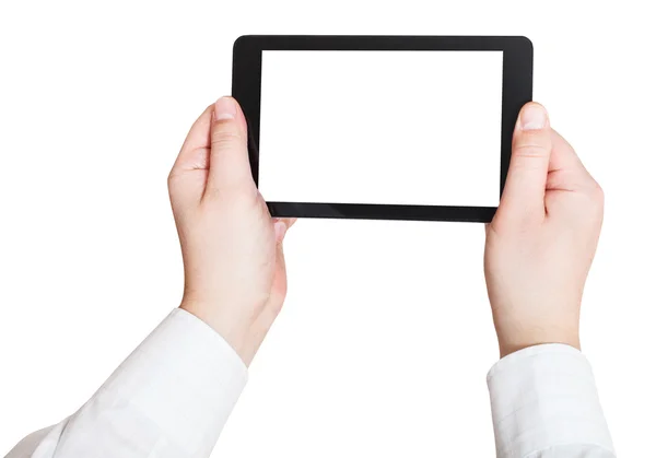 Businessman hands holding touchscreen pc — Stock Photo, Image