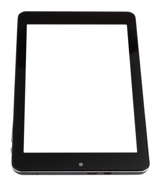tablet PC ekran üzerinde beyaz izole dışarı kesim ile
