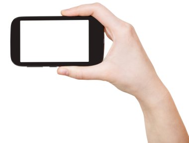 dokunmatik ekran telefon izole tutan el