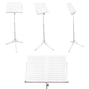 set of music stands with blank music book isolated clipart