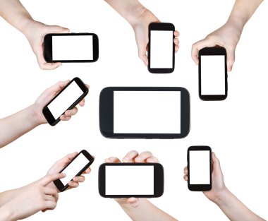 çocuklar el ile izole akıllı telefonlar