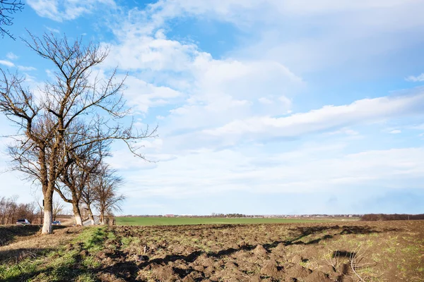 Paisaje con campos arados a principios de primavera —  Fotos de Stock