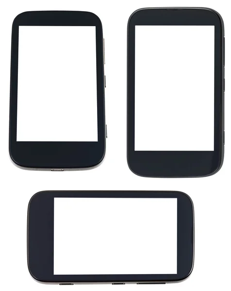 Reihe von Smartphones mit ausgeschnittenem Bildschirm — Stockfoto
