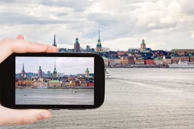 Stockholm şehir panoraması fotoğraf alarak turizm