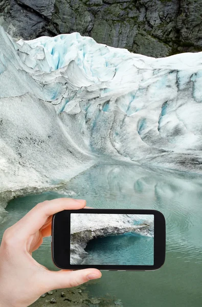 water under in briksdal glacier in Norway