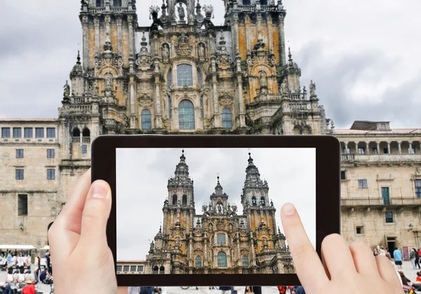 Taking photo of Cathedral Santiago de Compostela — Stock Photo, Image