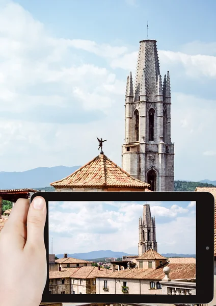 S fotografií kolegiátní kostel Sant Feliu — Stock fotografie