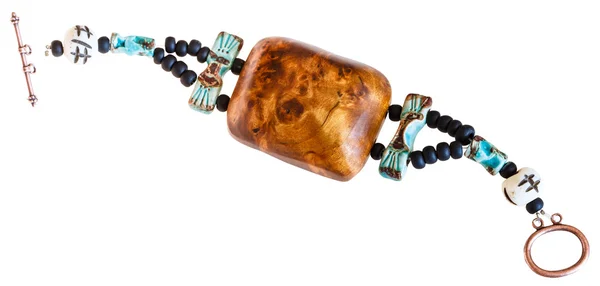 Bracelet en bois et perles de pierre — Photo