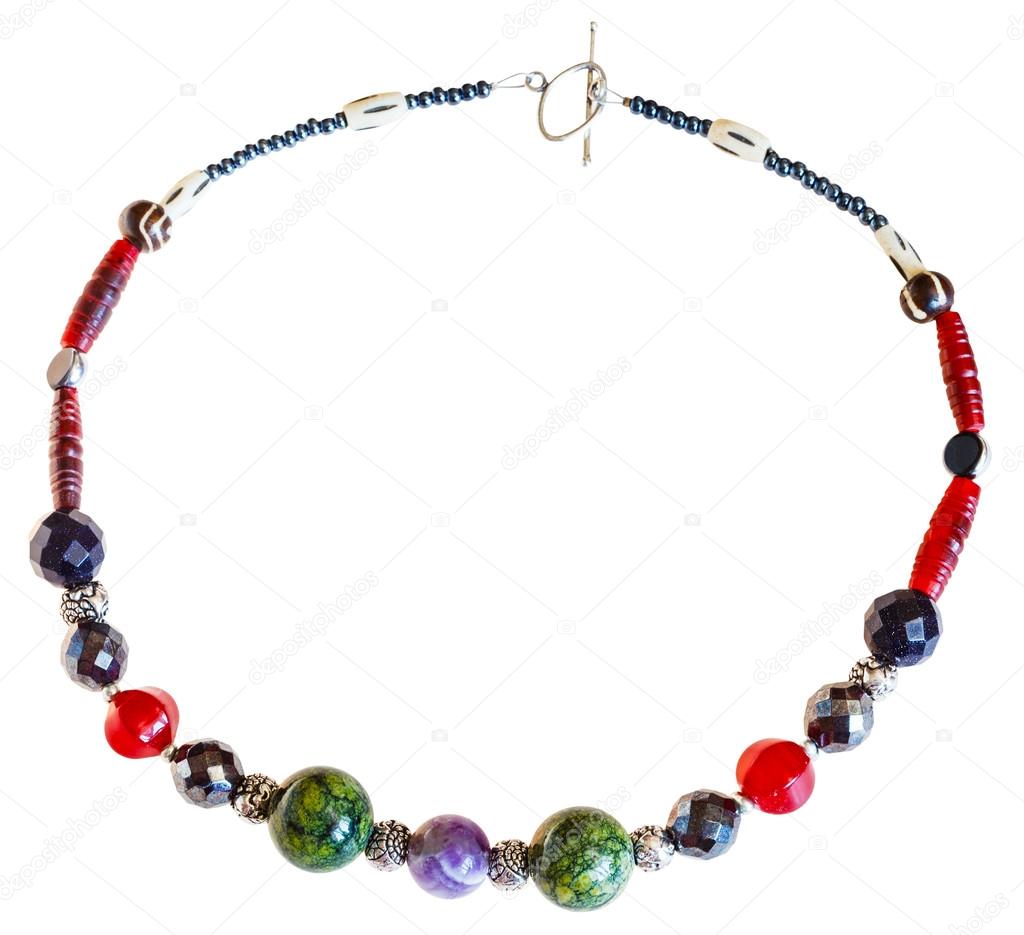 round necklace from mineral stones isolated