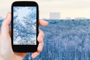 kar taneleri ve frost turist fotoğrafları