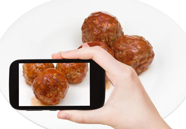 Tourist photographs of three meatballs — Stock Photo, Image