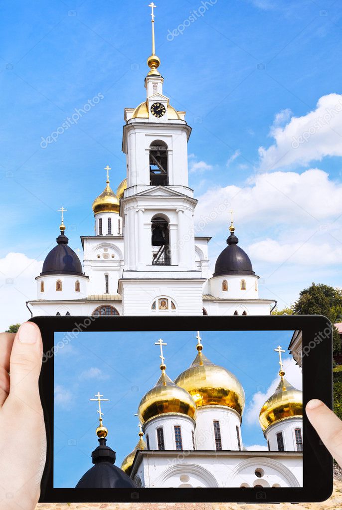 tourist photographs Cathedral of Dmitrov Kremlin