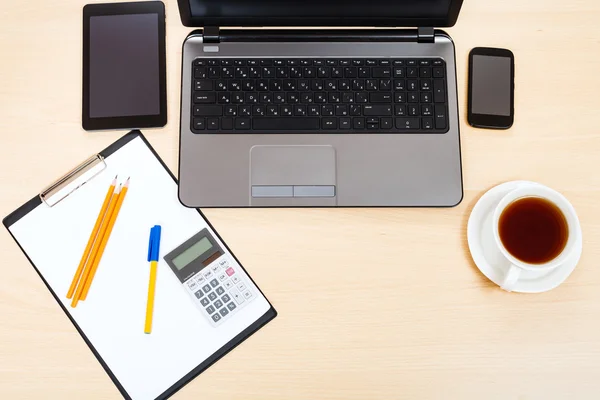 Business still life - top view of office workplace — Stock Photo, Image