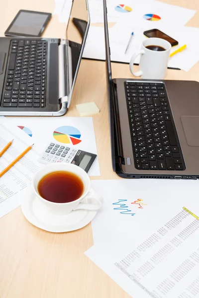 Table with tools in modern office — Stock Photo, Image