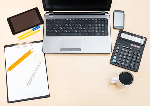 Business still life - above view of office table — Stock Photo, Image