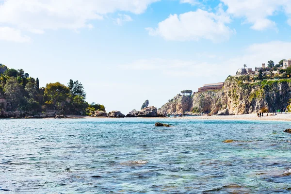 Cape of Taormina and Isola Bella beach in Sicily — Stock Photo, Image