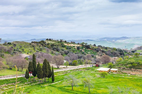 Landscape with Morgantina archaeological area — Stock Photo, Image