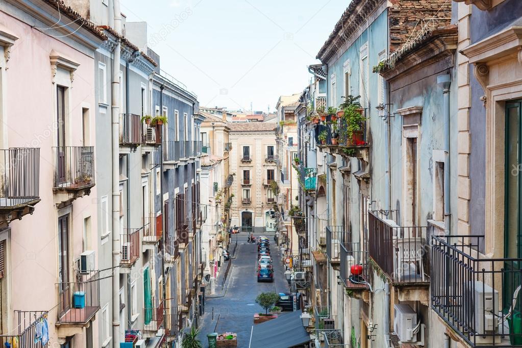 residential street in Catania city, Sicily
