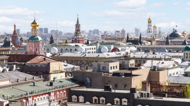 Moskova şehir merkezi Kremlin ile görünümünü yukarıda