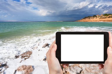 Ölü deniz kenarı, Jordan tuz Beach fotoğraf
