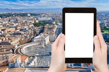 görünümünün St.Peter Meydanı'nın üzerinde turist fotoğrafları