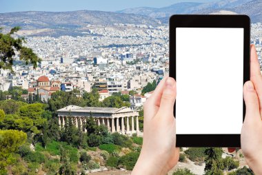 turist fotoğraf Atina şehir Tapınağı ile