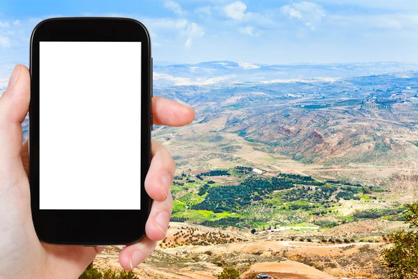 Foto de Tierra Prometida desde el Monte Nebo en Jordania — Foto de Stock