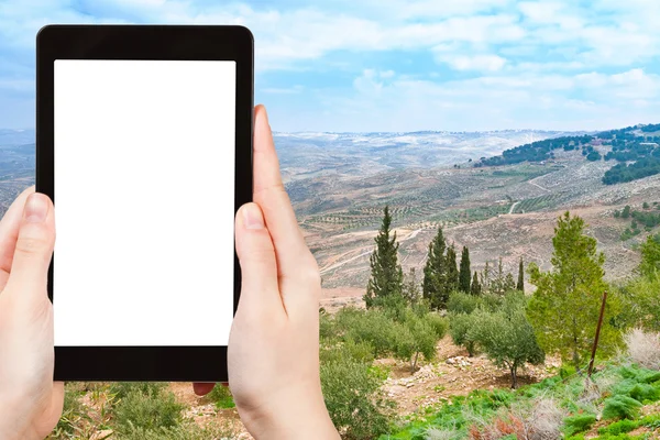 Photo of Holy Land from Mount Nebo in Jordan — Stock Photo, Image