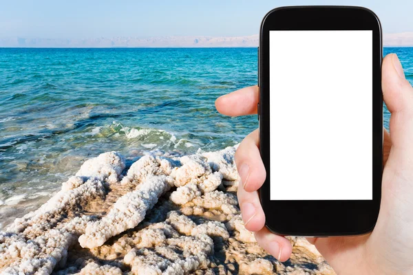 Foto de la costa cristalina del Mar Muerto, Jordania —  Fotos de Stock