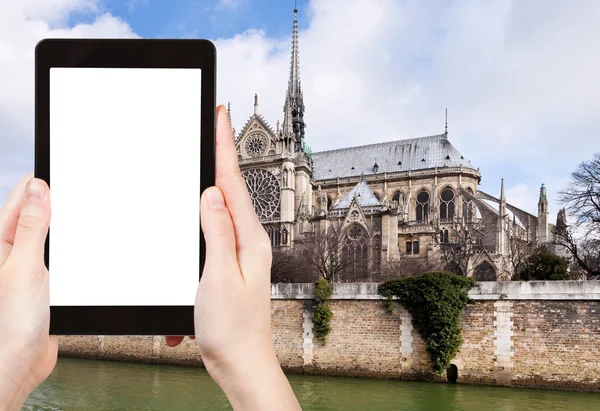 Turistické fotografie katedrála Notre-Dame de Paris — Stock fotografie