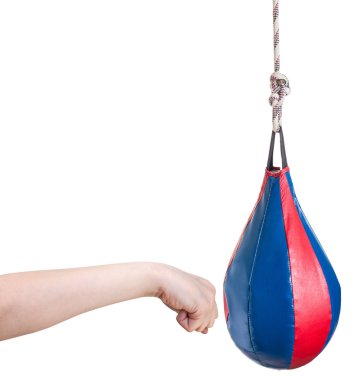 kid hand punches punching bag isolated clipart