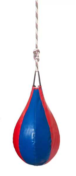 Pear shaped red and blue leather speed ball — Stock Photo, Image