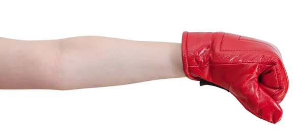 Gesto de la mano - niño con guantes de boxeo golpes —  Fotos de Stock