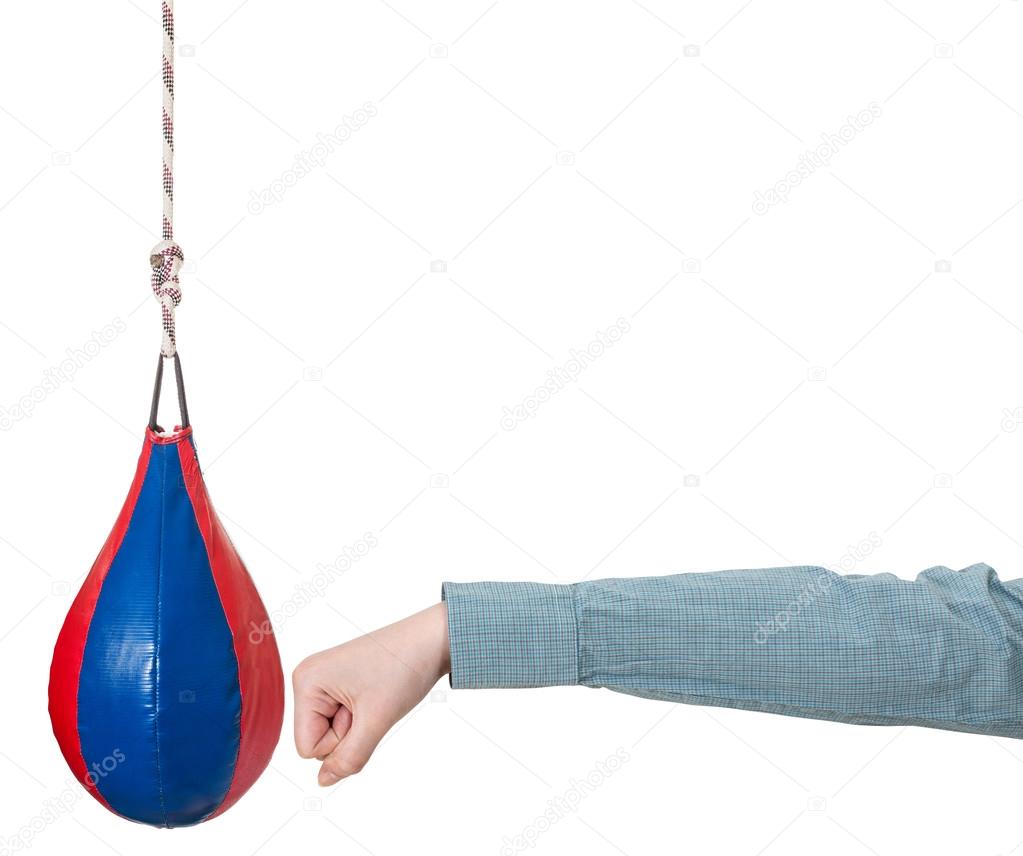 manager punches punching bag isolated