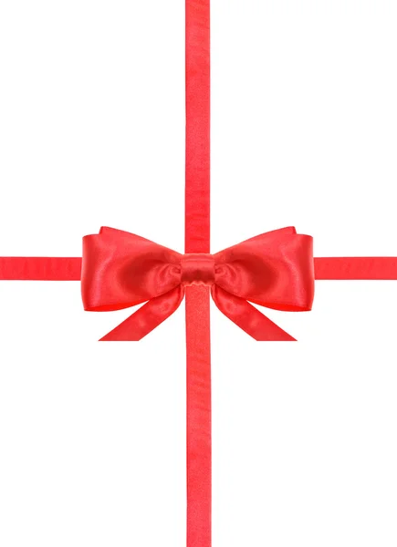Red satin bow knot and ribbons on white - set 19 — Stock Photo, Image
