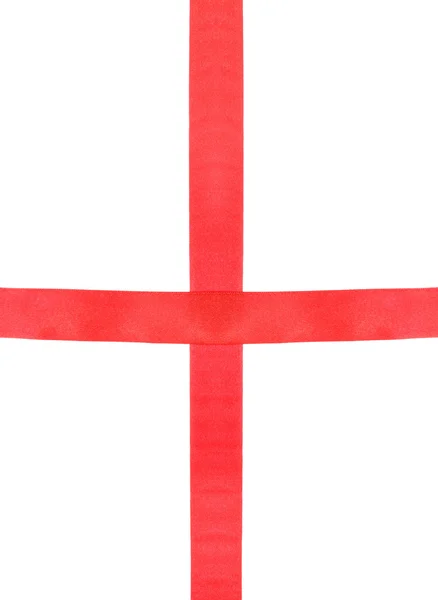 Kreuzung zweier roter Seidenbänder isoliert — Stockfoto