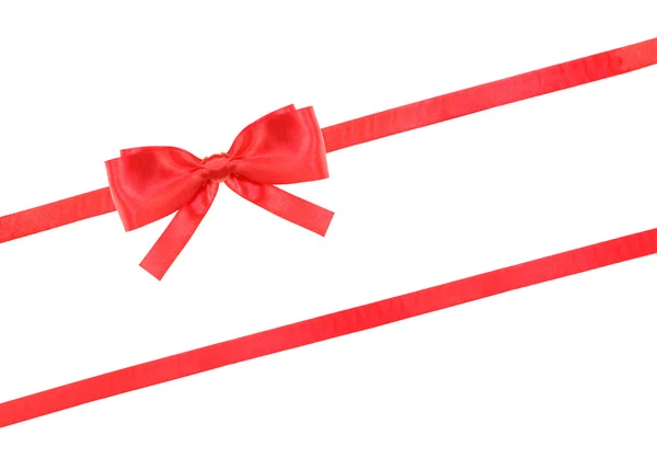 Red satin bow knot and ribbons on white - set 60 — Stock Photo, Image