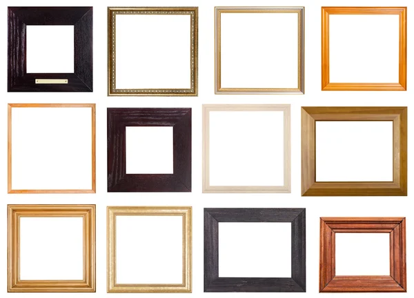 Set di 12 cornici quadrate in legno — Foto Stock