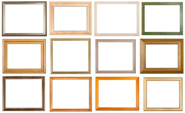 Set of 12 pcs various wooden picture frames — Stock Photo, Image