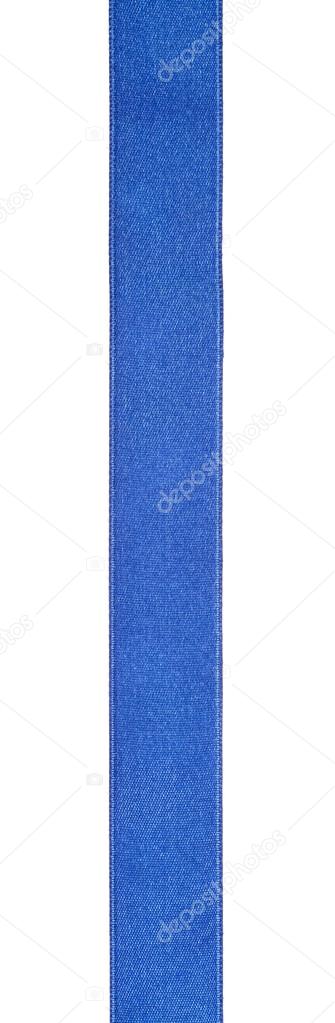 wide blue silk ribbon isolated on white