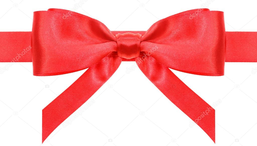 symmetric red bow with vertically ends on ribbon