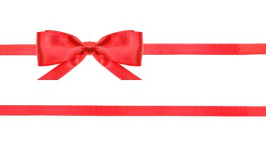 red satin bow knot and ribbons on white - set 20