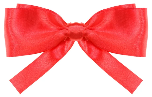 Symmetriska sidenband röda bow med fyrkantiga ändar — Stockfoto