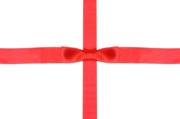 Snijpunt van rood lint en rode band met strik — Stockfoto