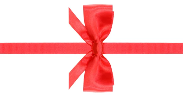 Symmetric red bow with horizontal cuts on ribbon — Stock Photo, Image