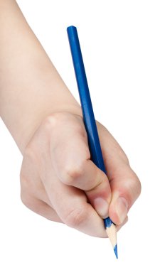el boyalar üzerinde beyaz izole kalem mavi tarafından