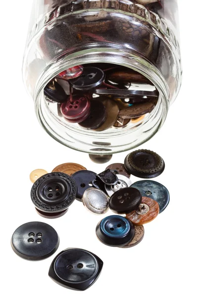 Glass jar with buttons isolated — Stock Photo, Image