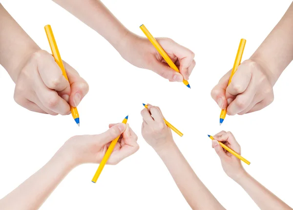 Serie di mani disegnare da penna semplice isolato — Foto Stock