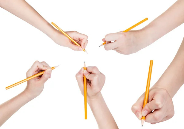 Set of hands draw by lead pencil isolated — Stock Photo, Image